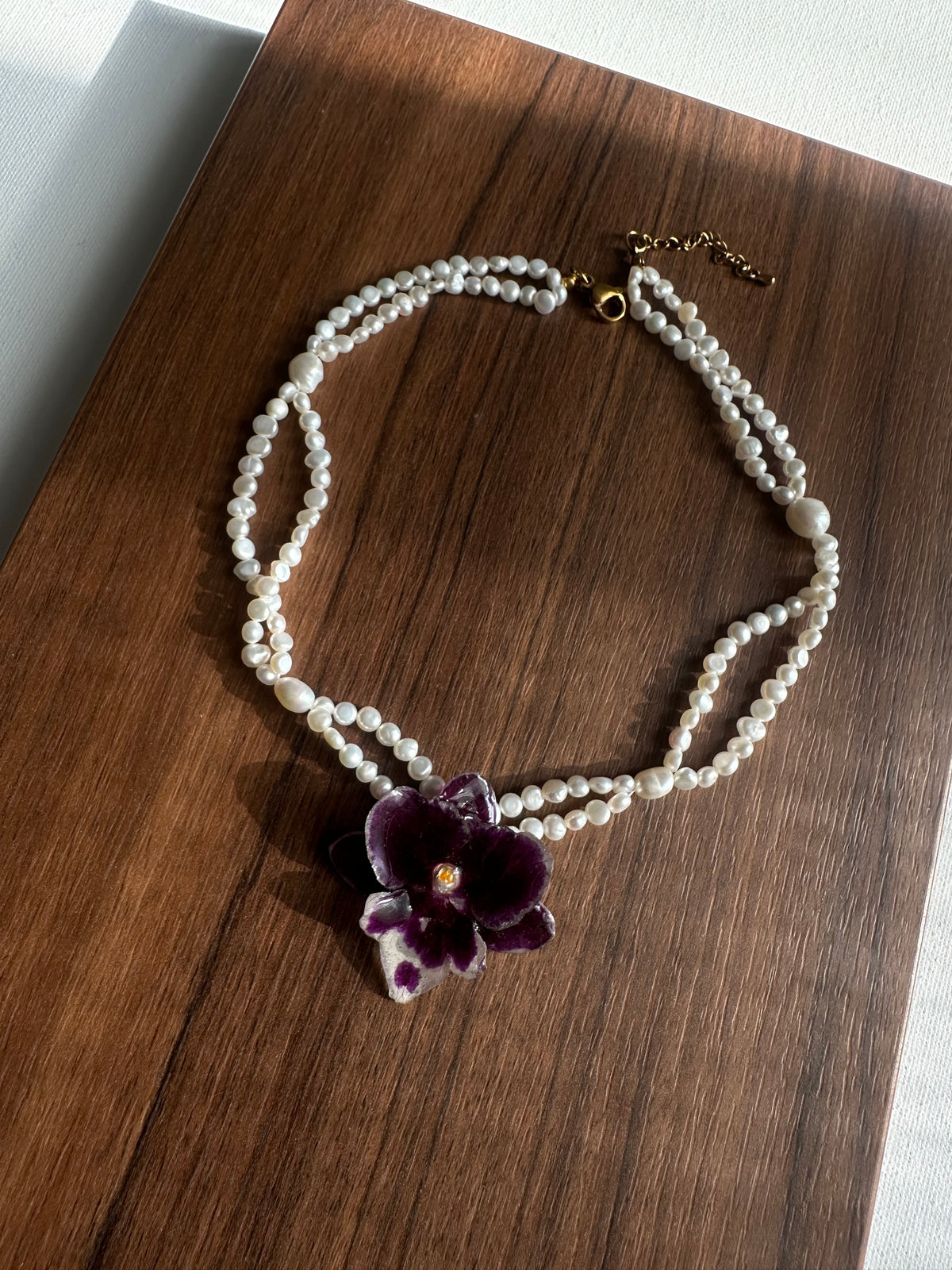 ORELIE ORCHID NECKLACE - FRESH WATER PEARLS
