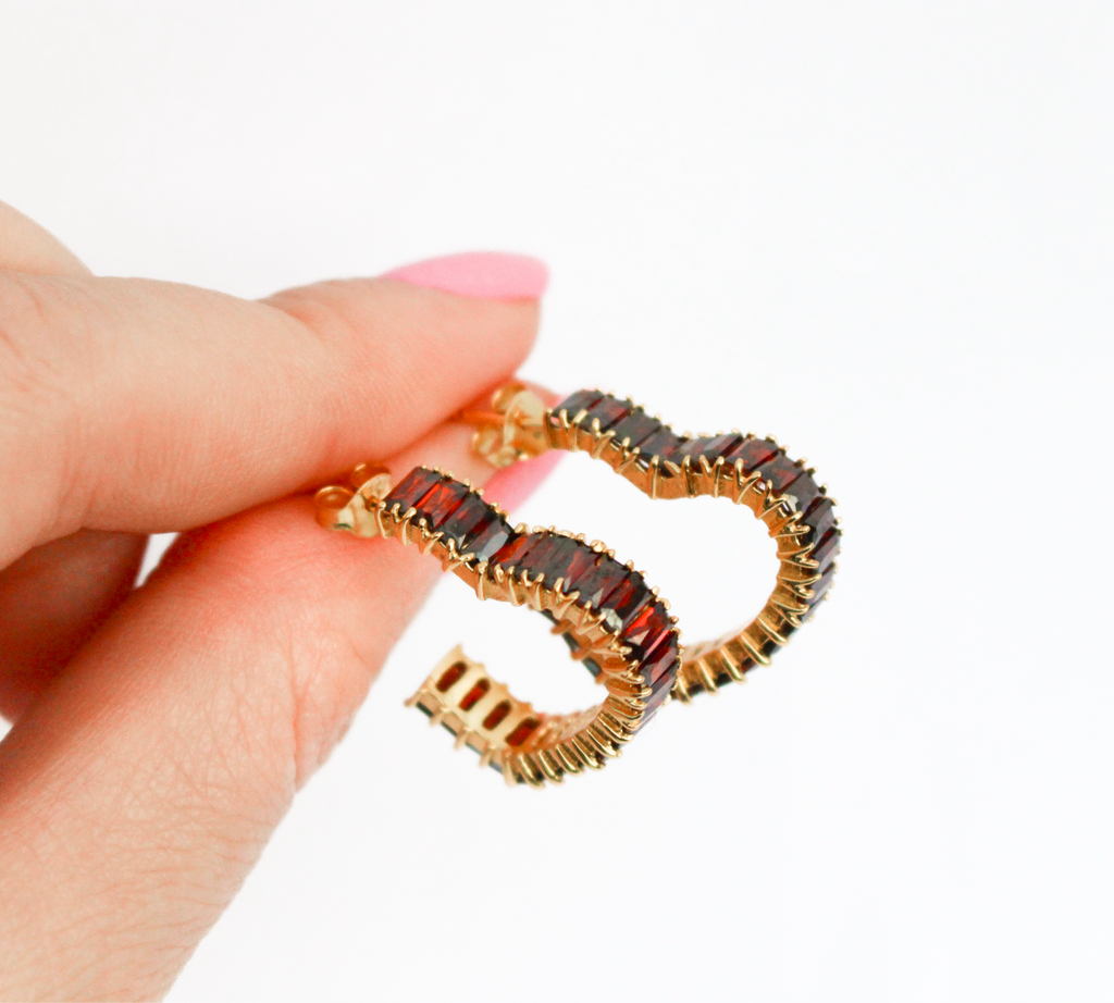 MONIQUE EARRINGS RED - 18k GOLD VERMEIL