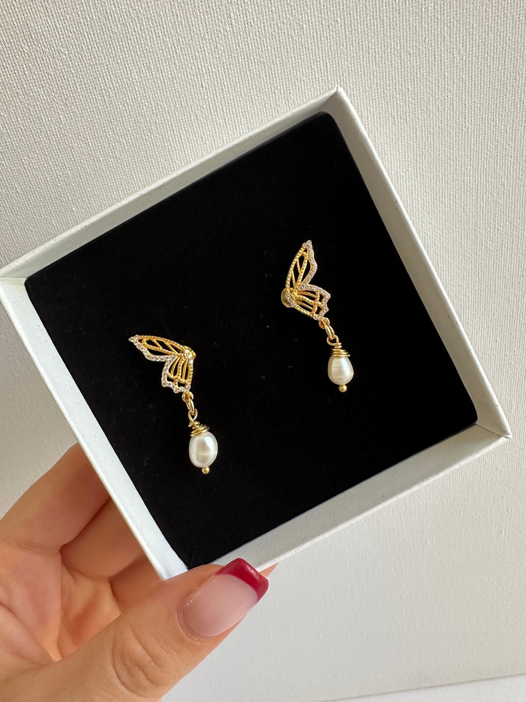 BUTTERFLY EARRINGS - 925 STERLING SILVER GOLD