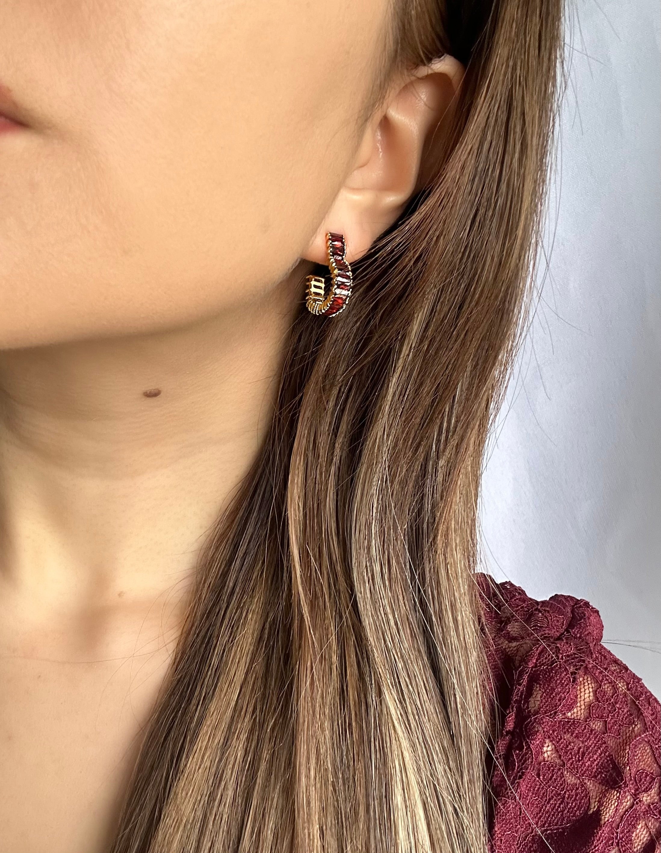 MONIQUE EARRINGS RED - 18k GOLD VERMEIL