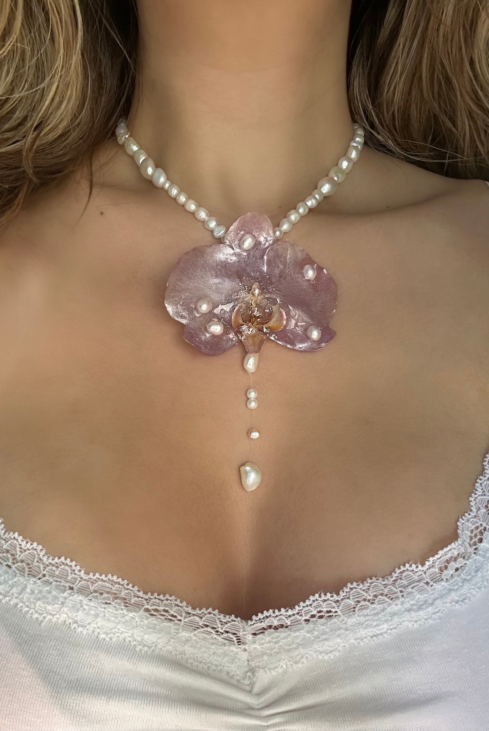 GENEVIEVE ORCHID - FRESH WATER PEARLS