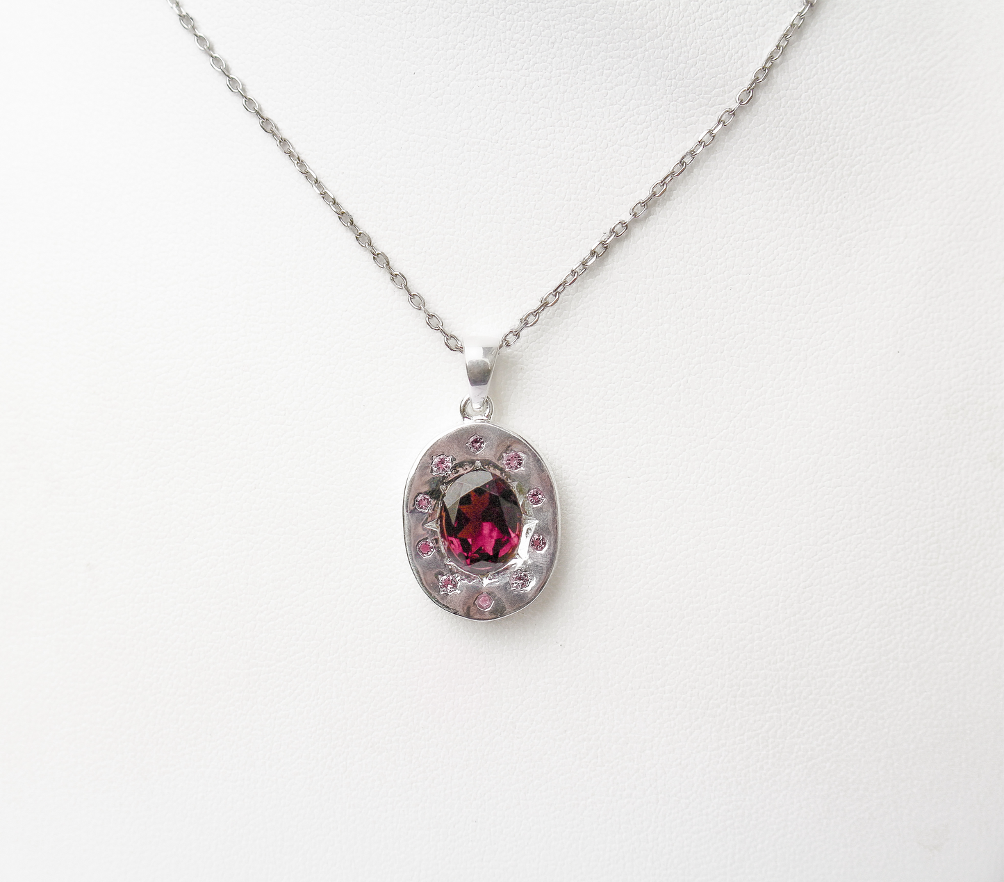 GARNET NECKLACE STERLING SILVER (own design)