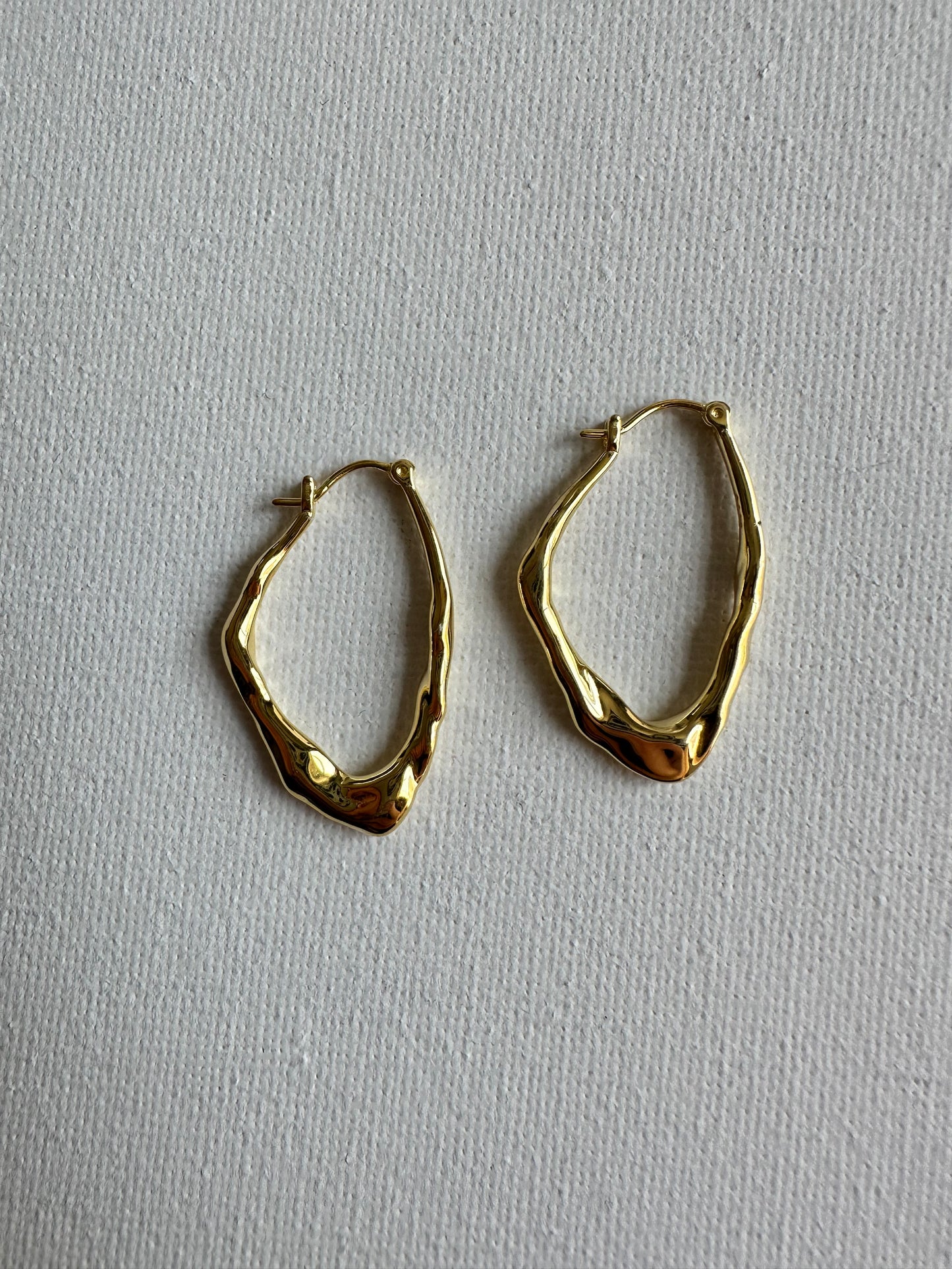 UNEVEN EARRINGS STERLING SILVER GOLD (NEW)