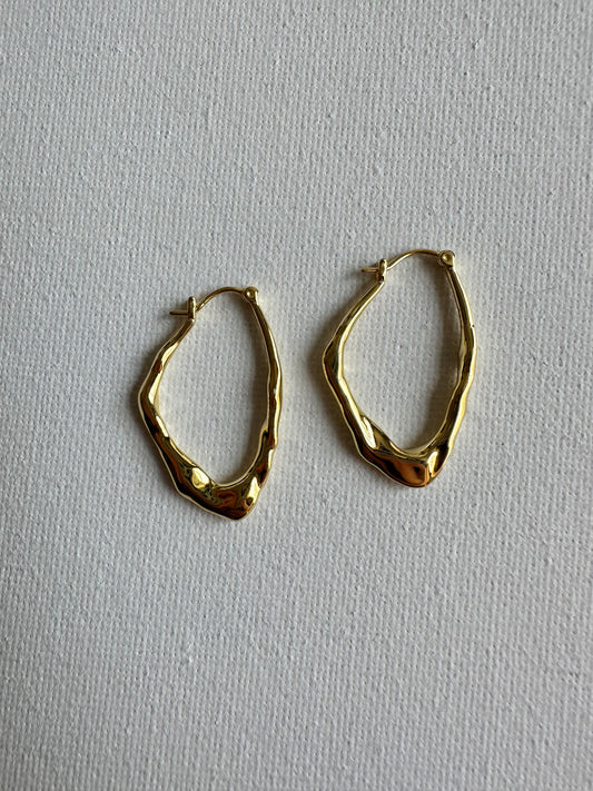 UNEVEN EARRINGS STERLING SILVER GOLD (NEW)