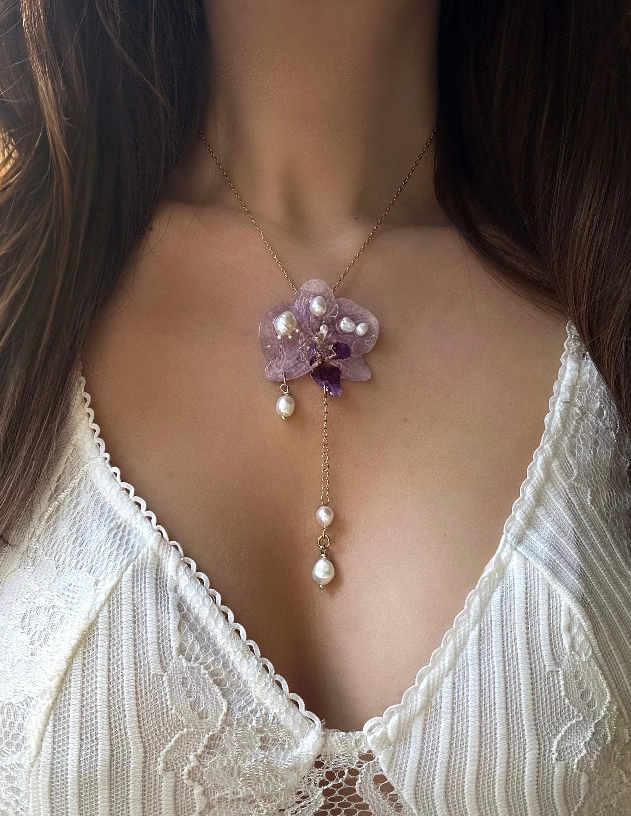 ORCHID CASCADE NECKLACE - 18k GOLD VERMEIL