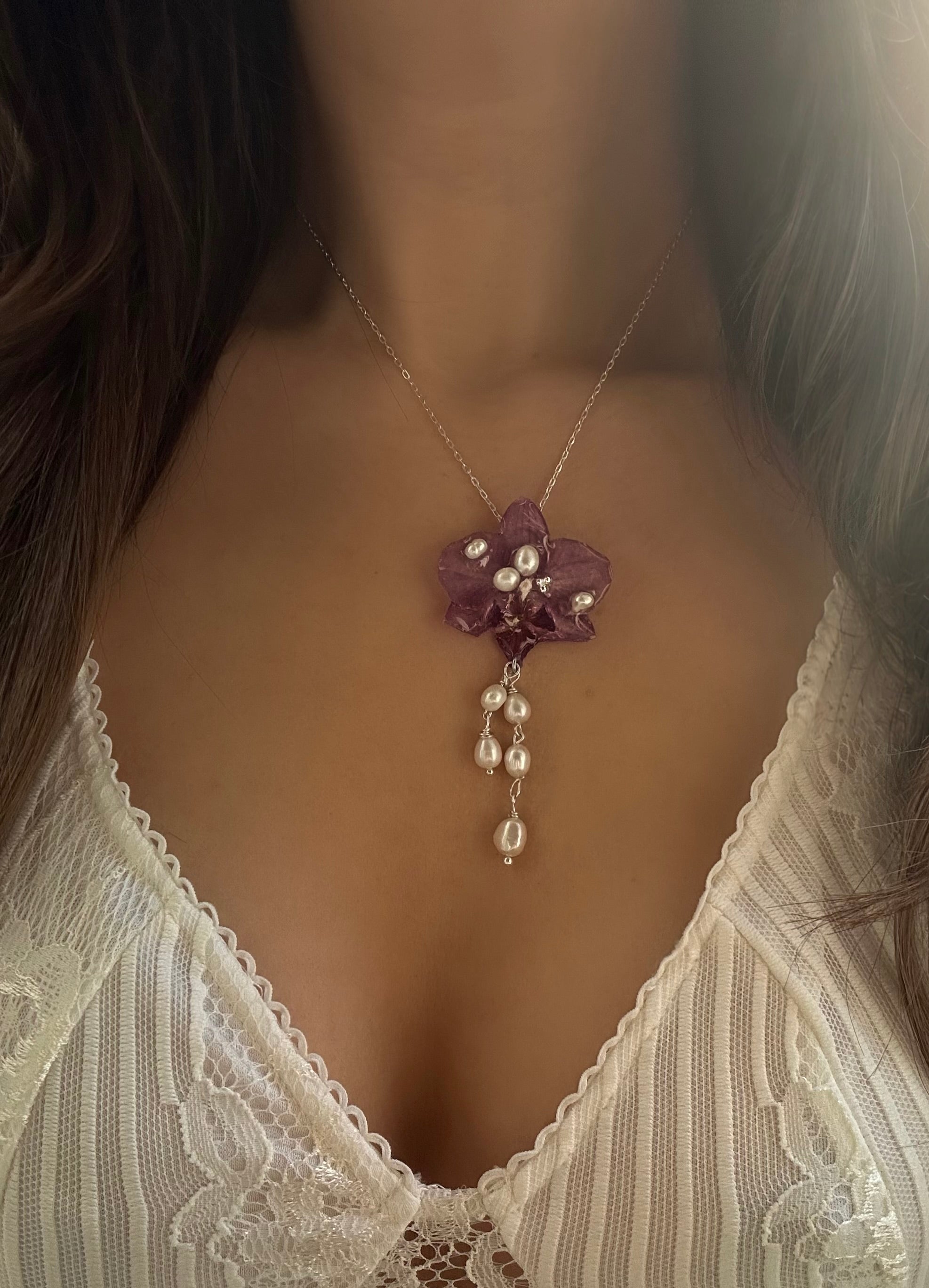 ODESSA ORCHID NECKLACE - 925 STERLING SILVER