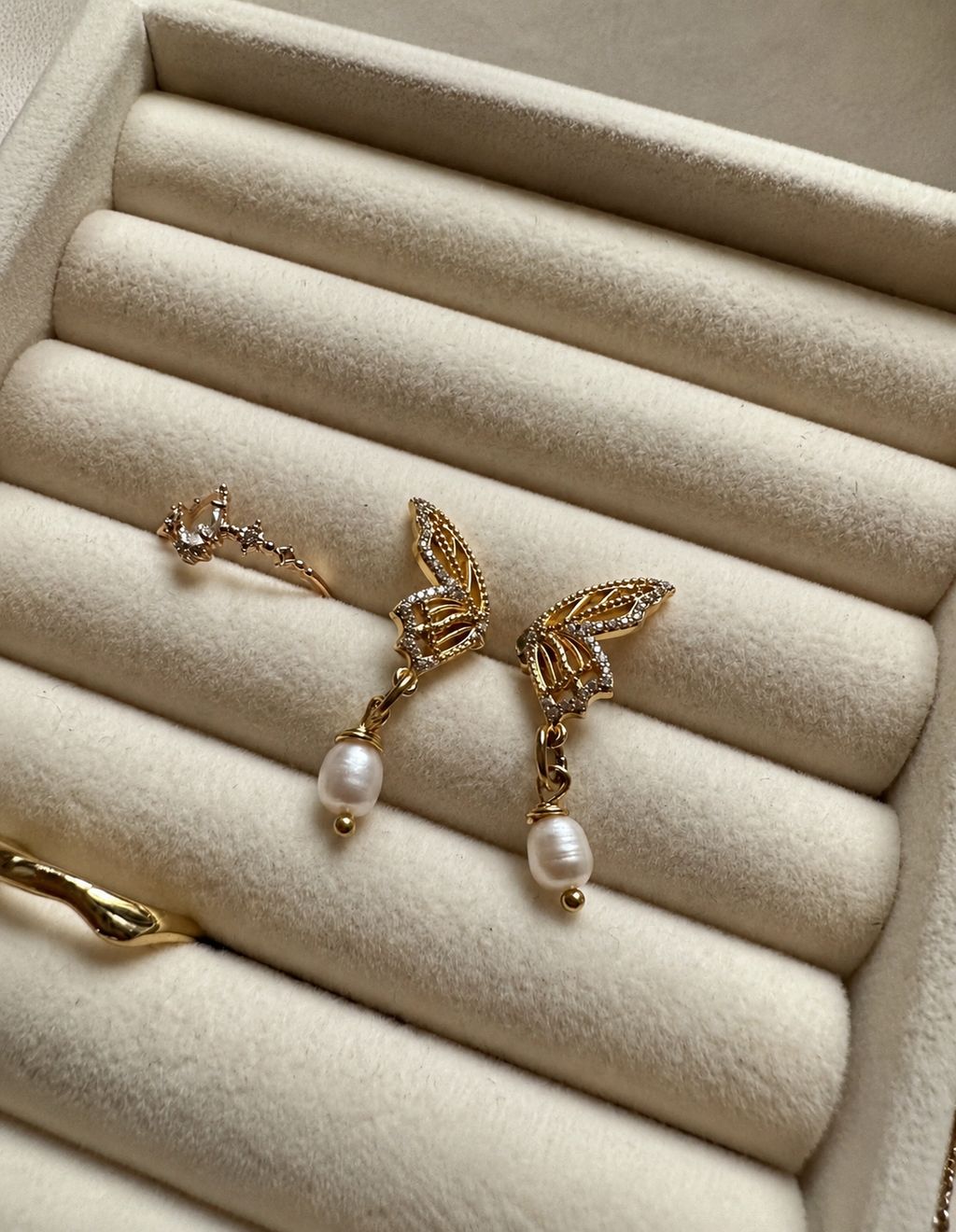 BUTTERFLY EARRINGS - 925 STERLING SILVER GOLD