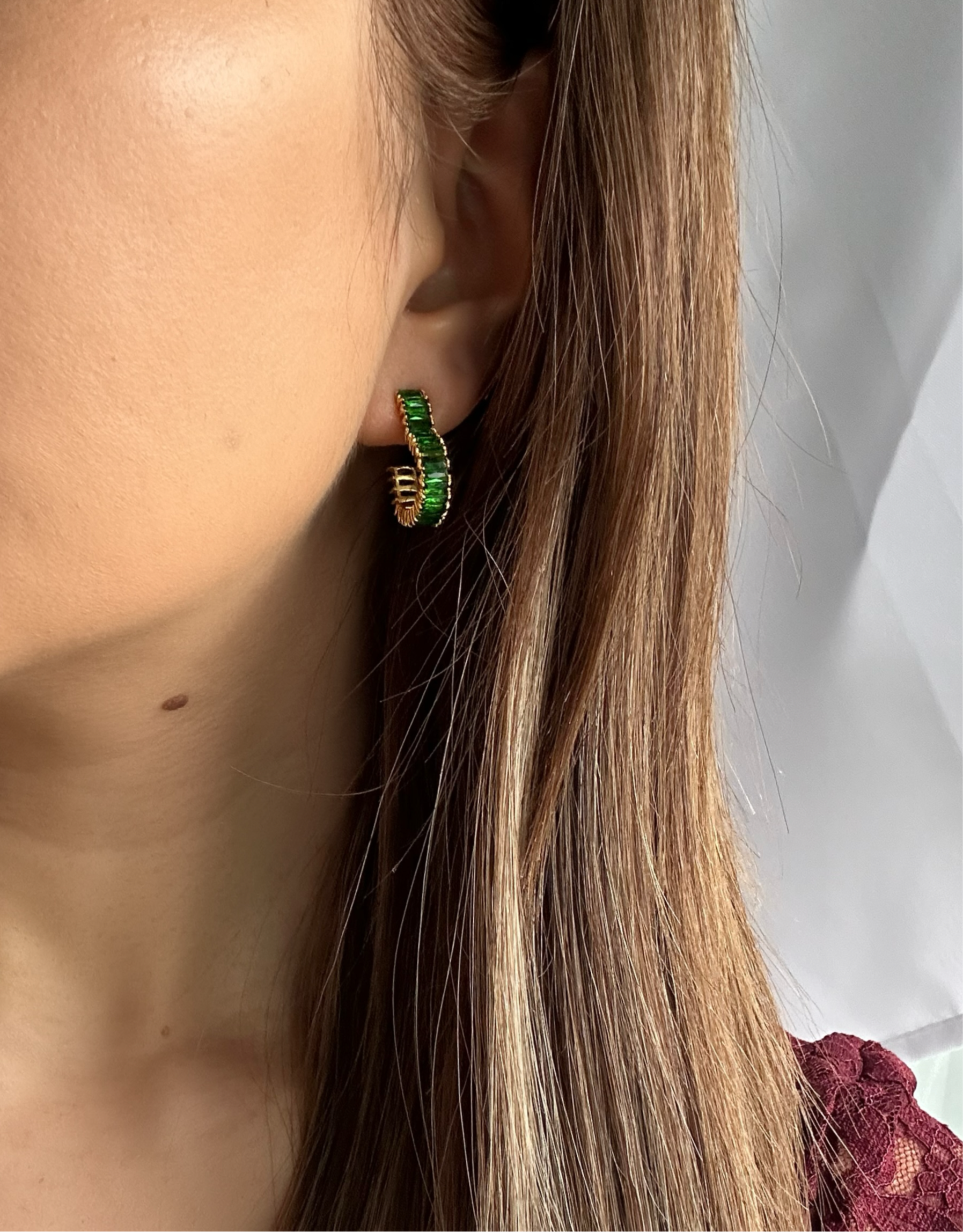 CHARLIE EARRINGS GREEN - 18k GOLD VERMEIL