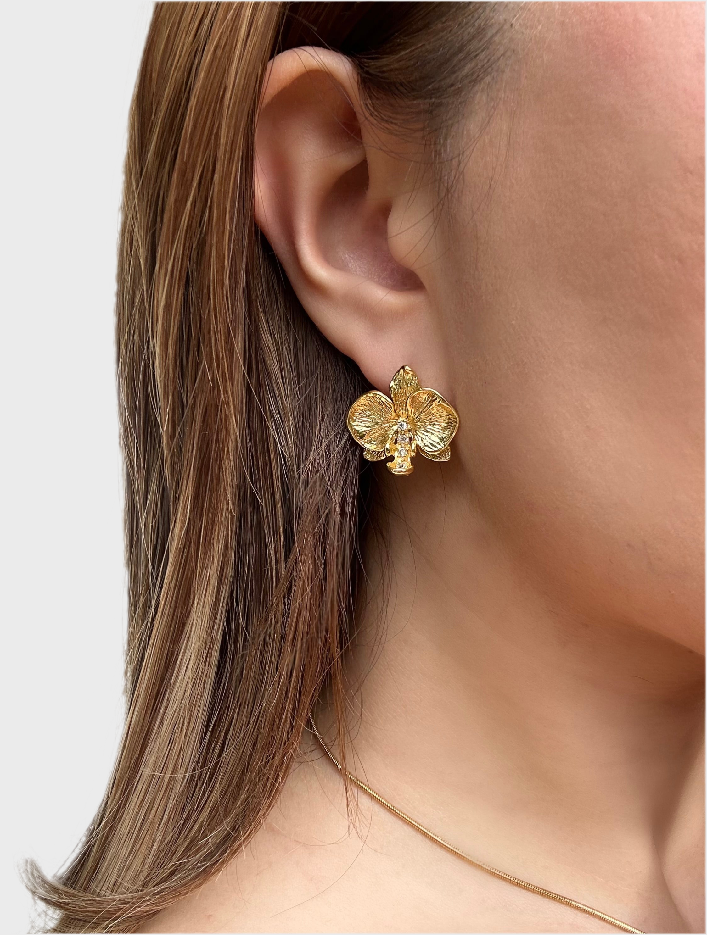 ORCHID EARRINGS - 18k GOLD VERMEIL