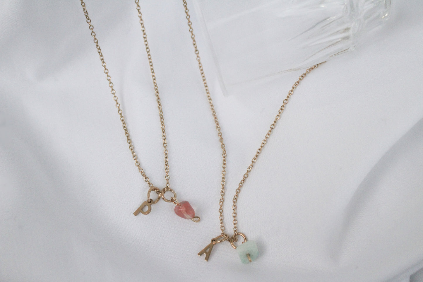 Crystal Initial Necklace Gold